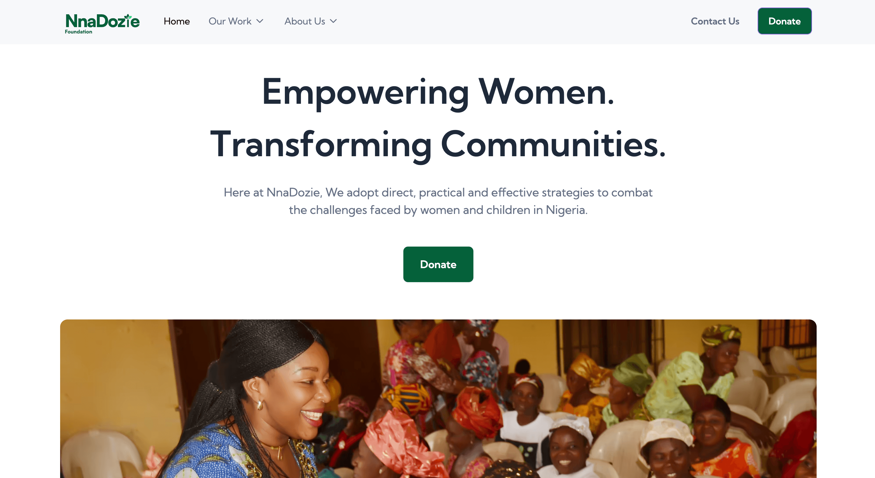 Nnadozie Foundation website homepage